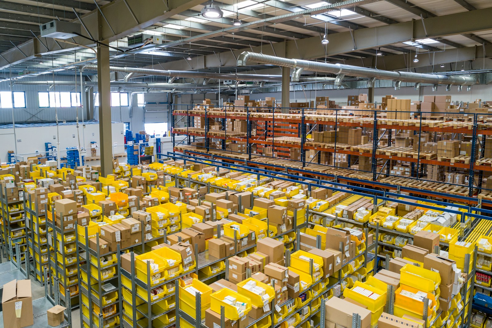 Large distribution centre with organised storage and processing areas