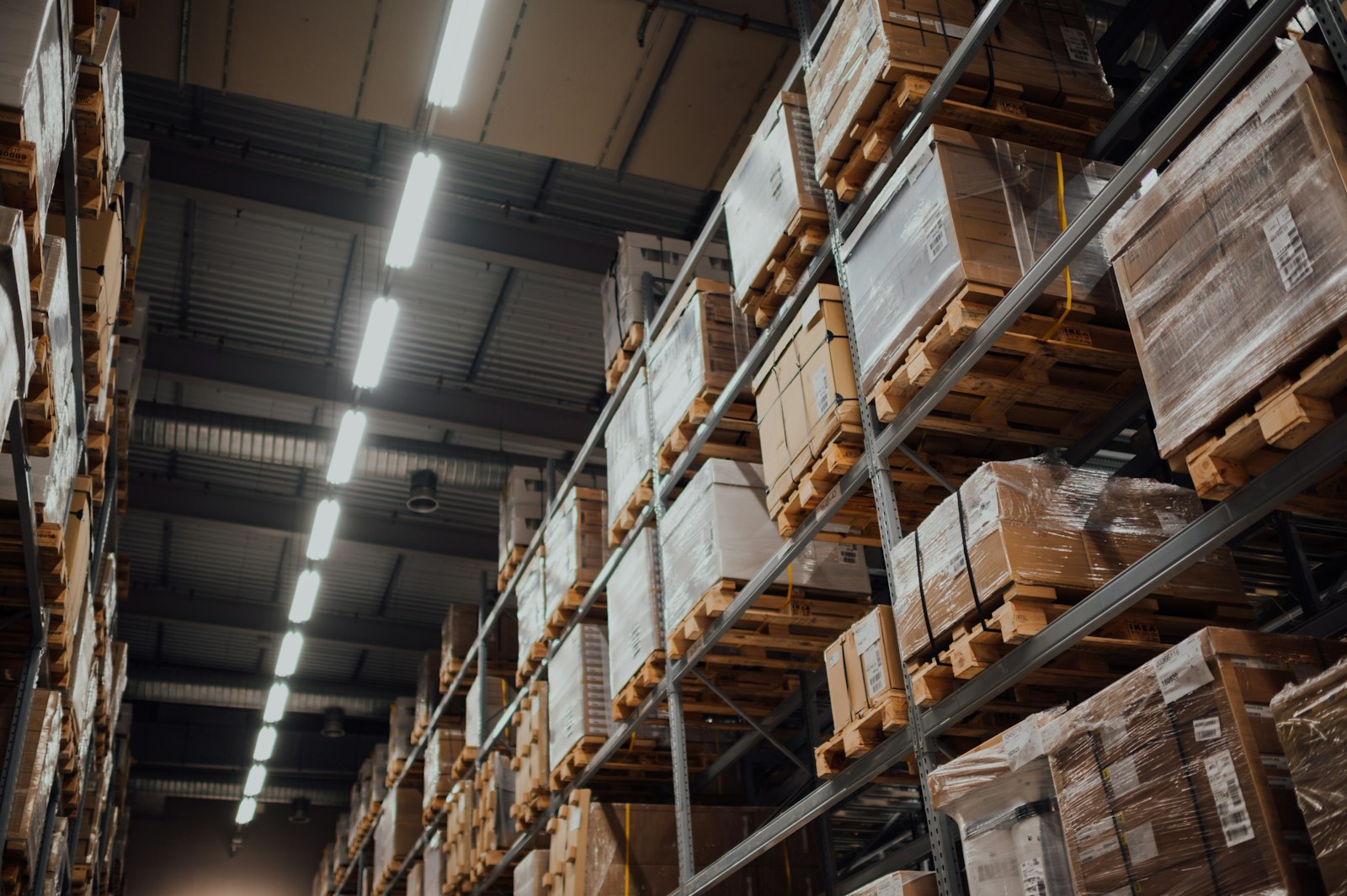 Stock held on high warehouse racking